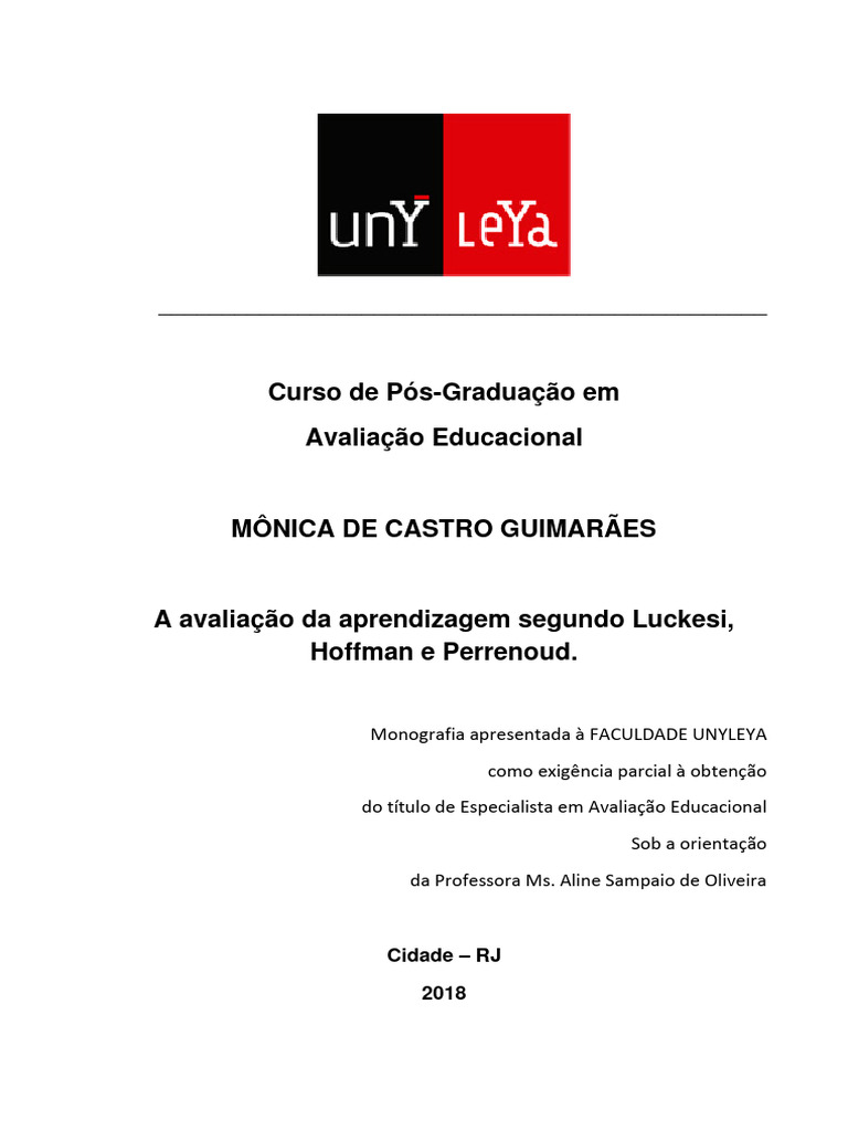 Avaliação da Aprendizagem: Luckesi e Hoffman | PDF | Aprendizado ...