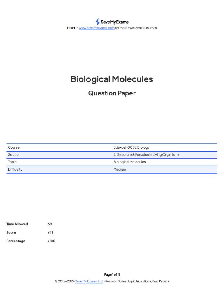 Biological Molecules Medium PDF Enzyme Breads