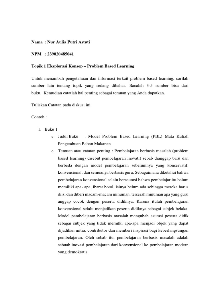 Topik 1 Eksplorasi Konsep - Problem Based Learning - Nur Aulia Putri ...