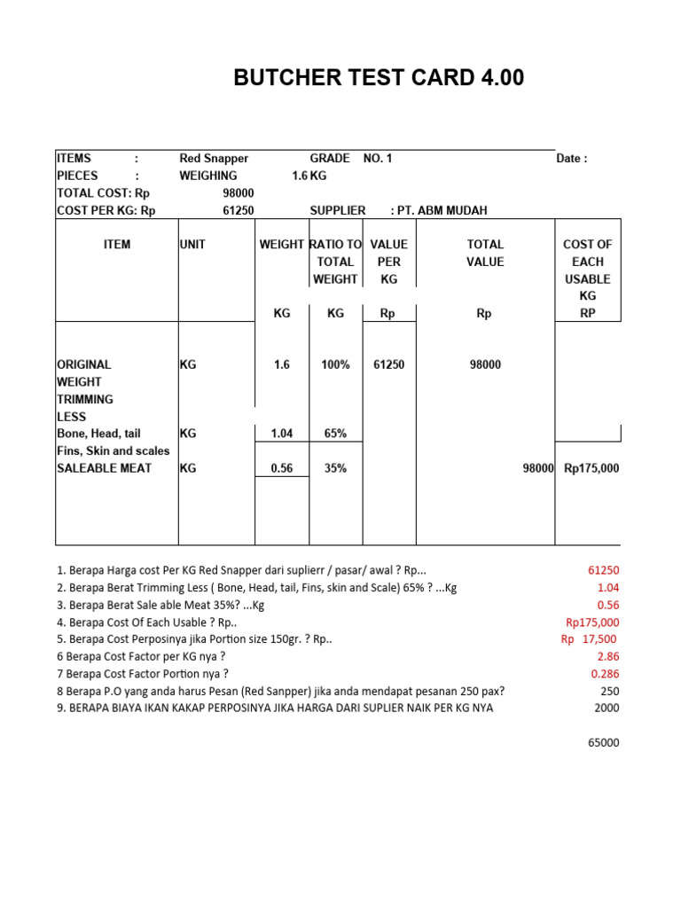 Butcher Test Card Overview 2024 | PDF | Animal Killing | Animal Products