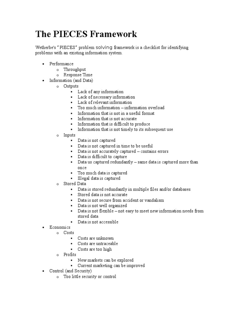 PIECES Framework | PDF | Information | Data