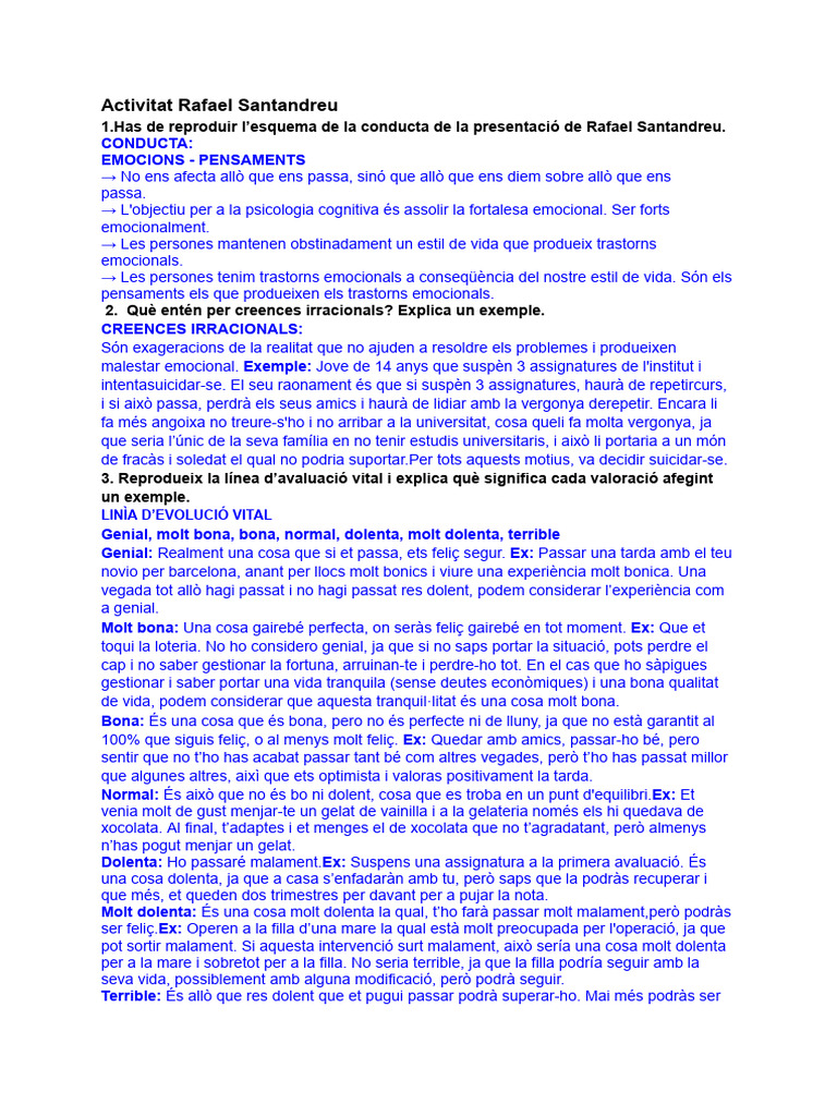 Activitat Rafael Santandreu | PDF
