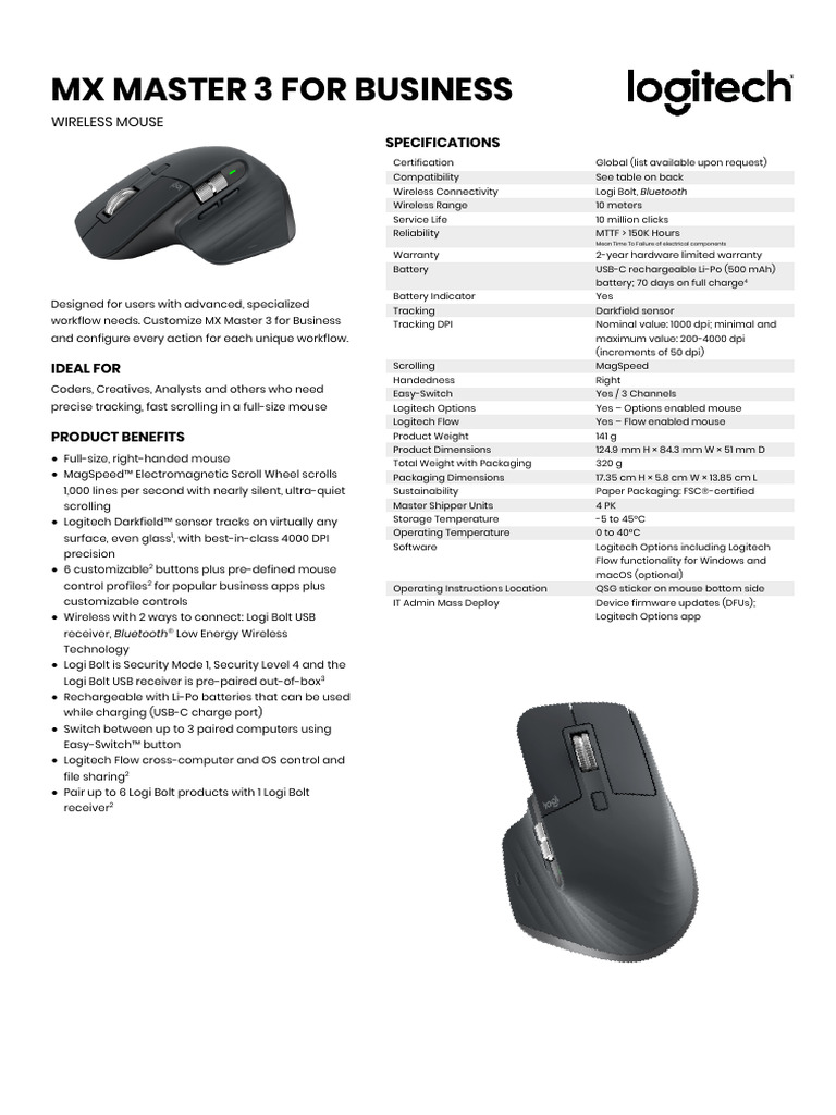 Mx master 3 for business data sheet w11 pdf usb mac os