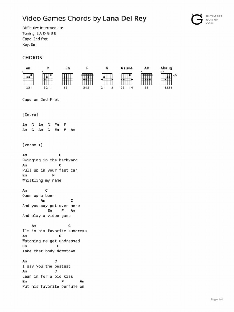 video-games-chords-pdf