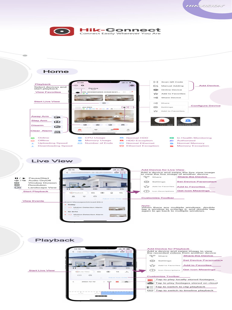 Hik-Connect Icon Meanings Guide | PDF | Online And Offline | Multimedia