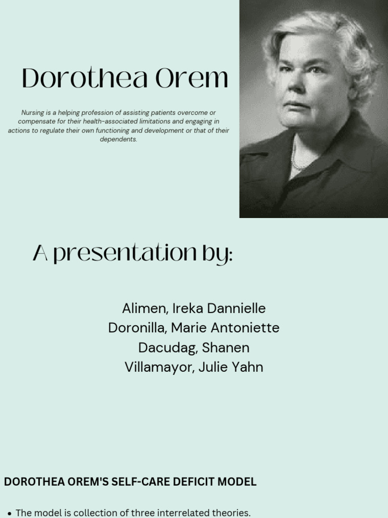Orem's Self-Care Deficit Model Explained | PDF | Nursing | Health Care