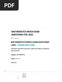 Mathematics Mock Exam Questions For JSS3