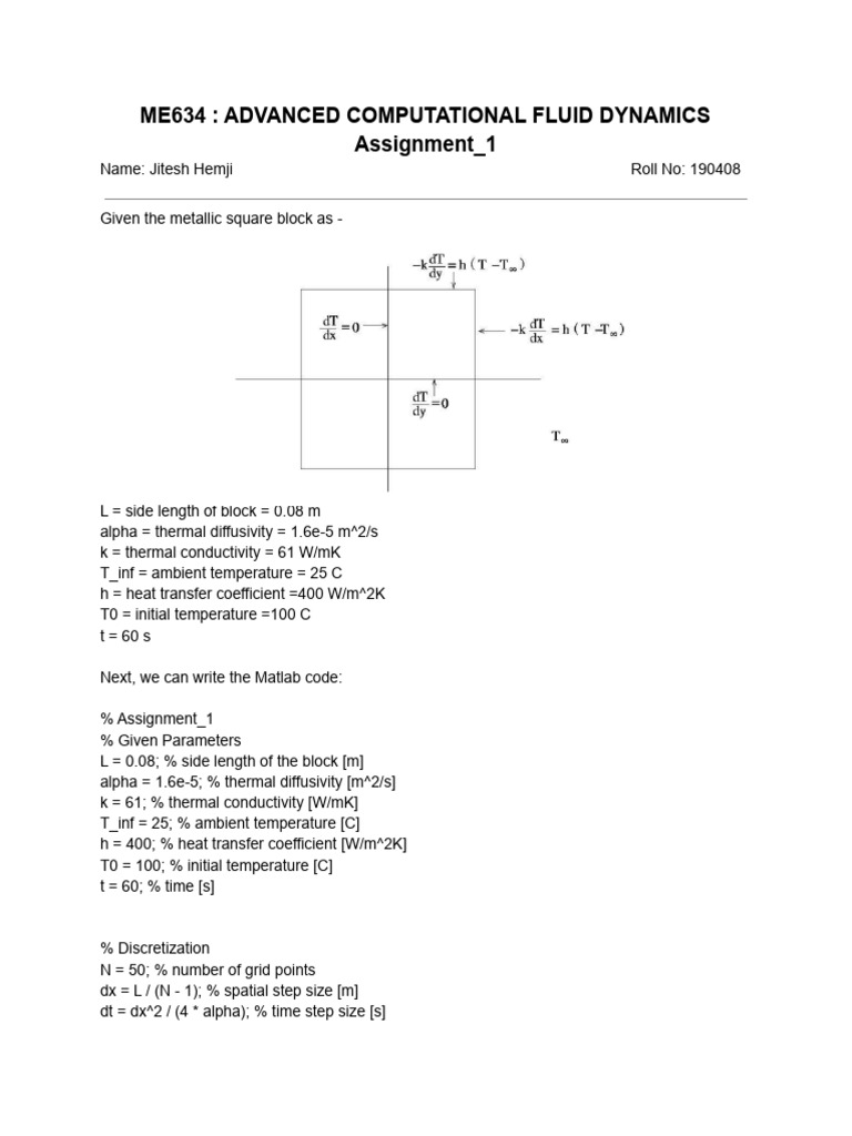 Assignment 1 ME634 | PDF | Heat Transfer | Physical Chemistry