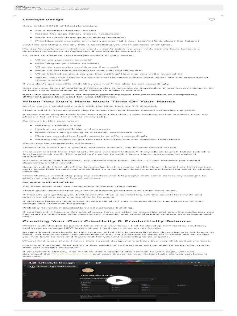 Lifestyle Design Pdf