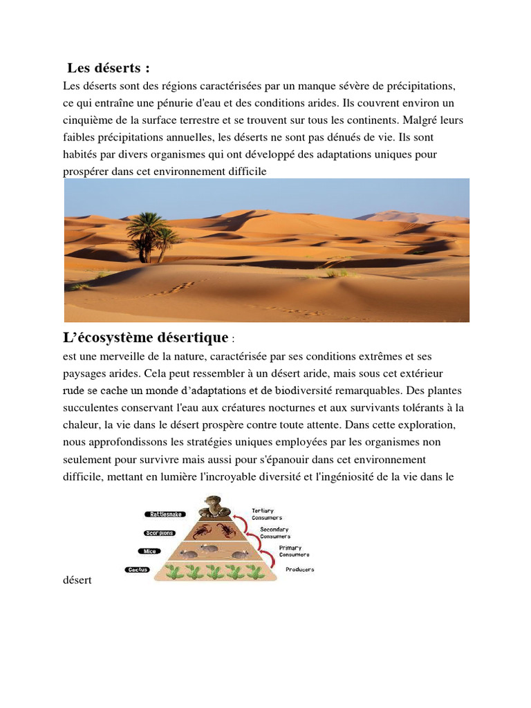 Écosystèmes et biodiversité des déserts | PDF | Désert | Sciences de la ...