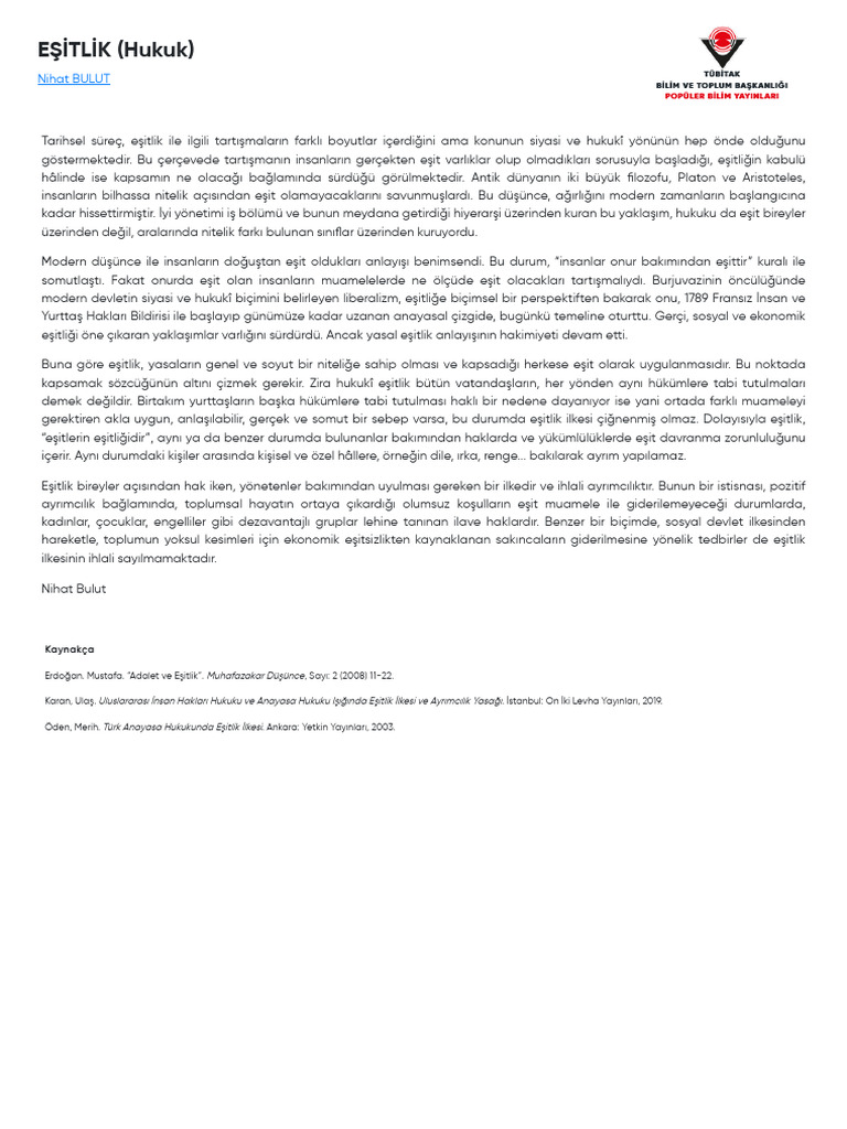 EÅ Ä°TLÄ°K (Hukuk) Ansiklopediler TÃ BÄ°TAK PDF