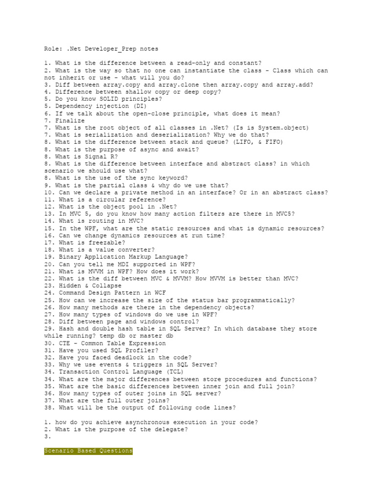 Scenario Based Questions | PDF | Class (Computer Programming) | Method ...
