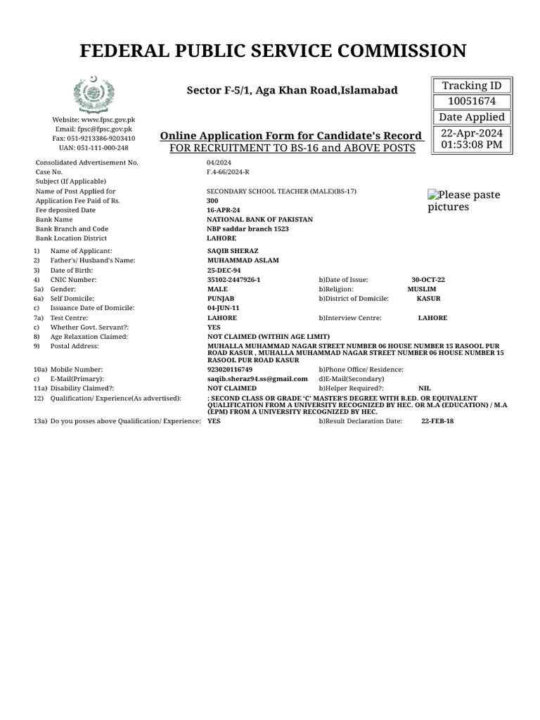 Application Print SST Male | PDF