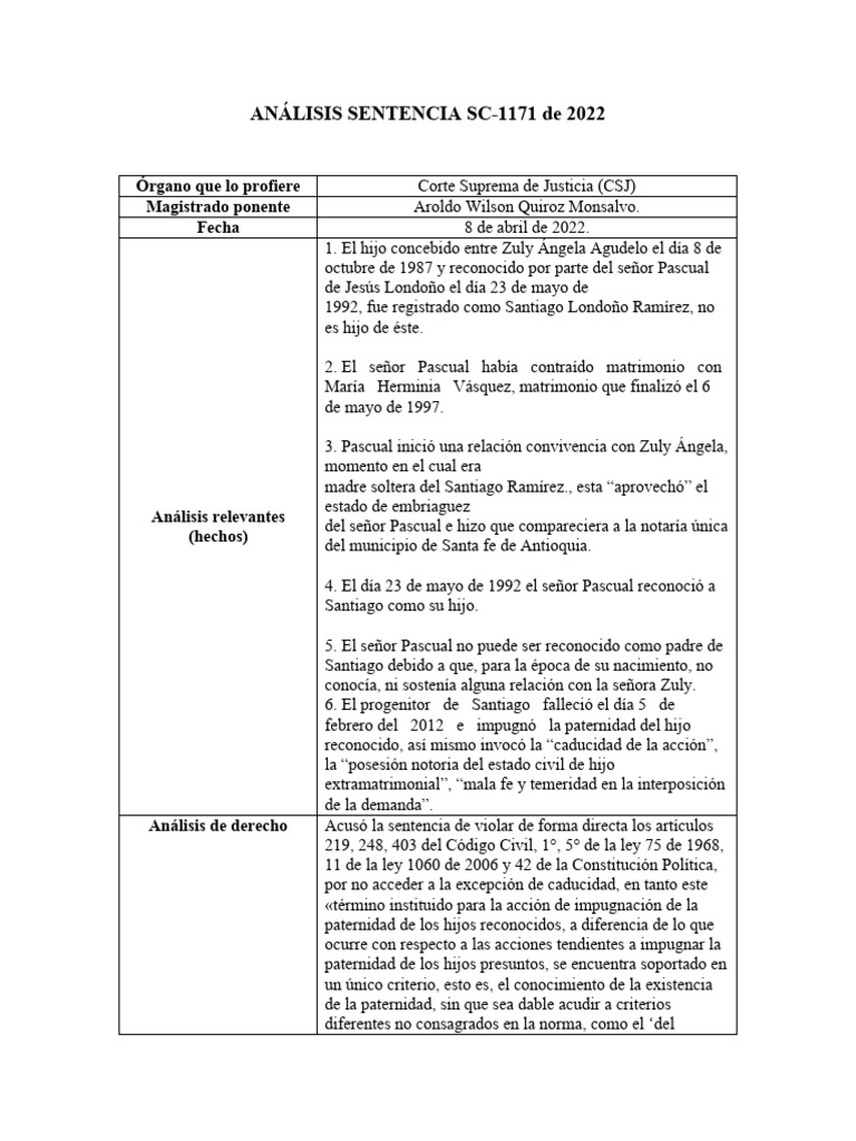 Análisis de la Sentencia SC-1171/2022 | PDF | Ley Pública | Gobierno