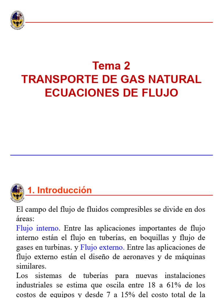 Tema 2 - Transporte de Gas Natural - Ecuaciones de Flujo | Descargar ...