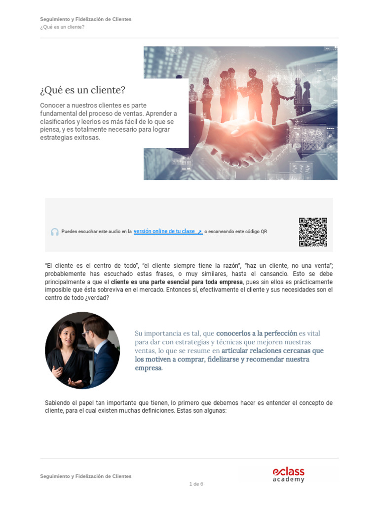 Seguimiento y Fidelizacion de Clientes Que Es Un Cliente | PDF ...