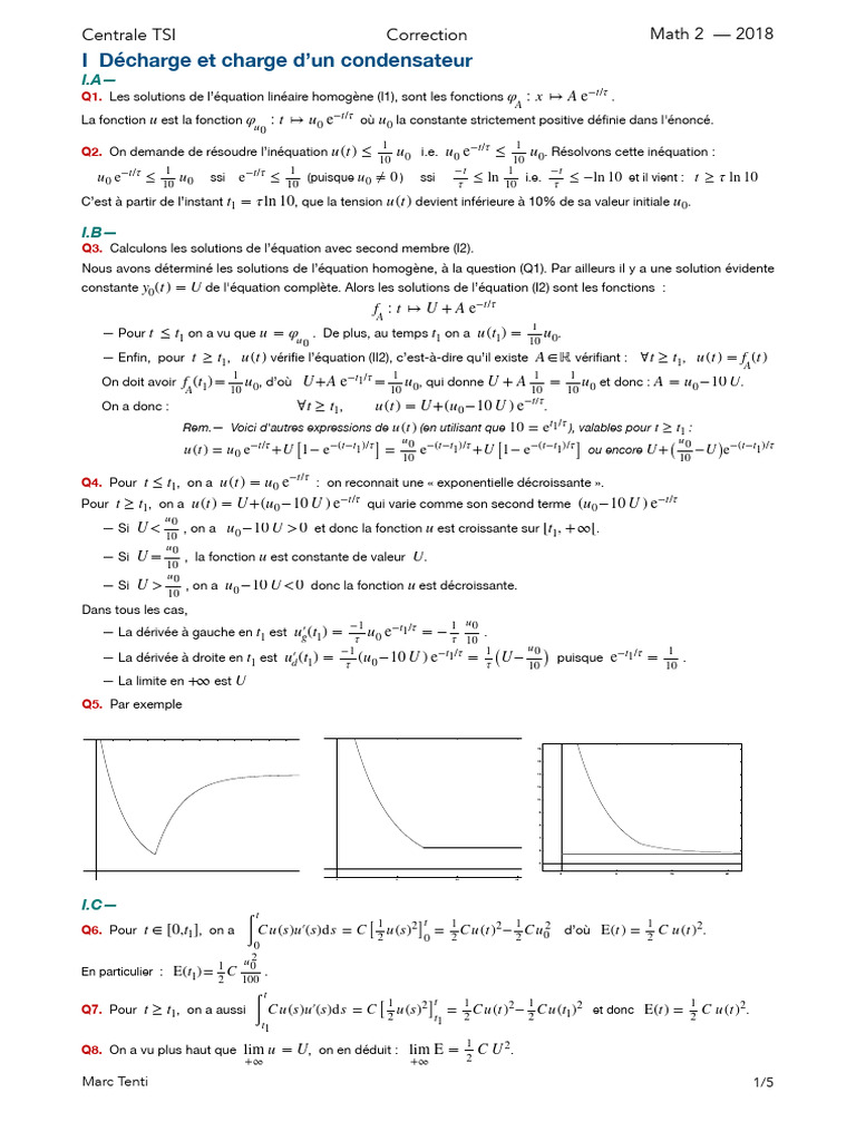 Correction Math 2 - Centrale TSI 2018 | PDF | Matrice (Mathématiques ...