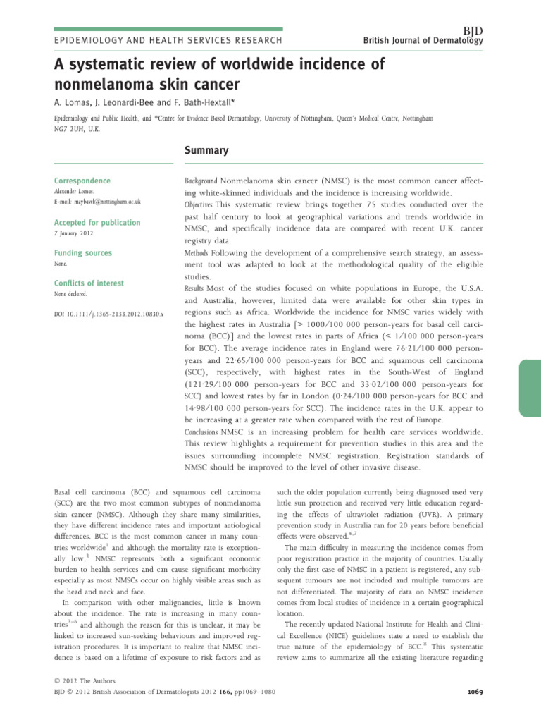 Global Trends in Nonmelanoma Skin Cancer | PDF | Systematic Review ...