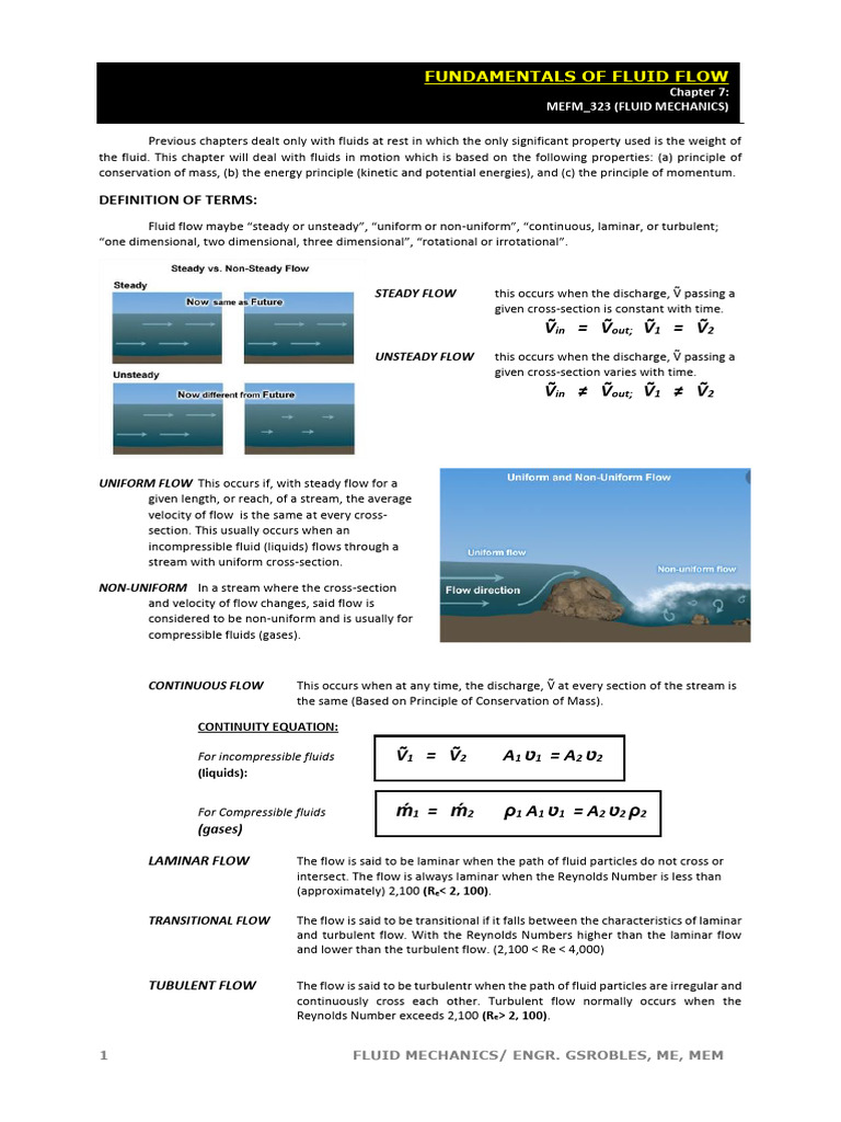 Chapter - 7 - Fundamentals of Fluid Flow | PDF | Fluid Dynamics ...