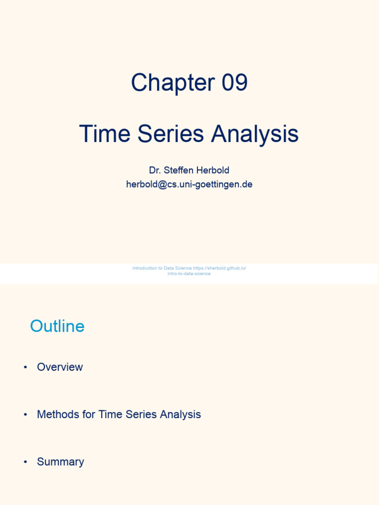 09 Time Series Analysis Pdf Time Series Statistical Theory