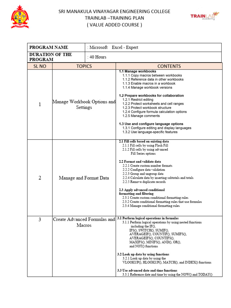 Advance Excel Content Pdf Microsoft Excel Information Technology