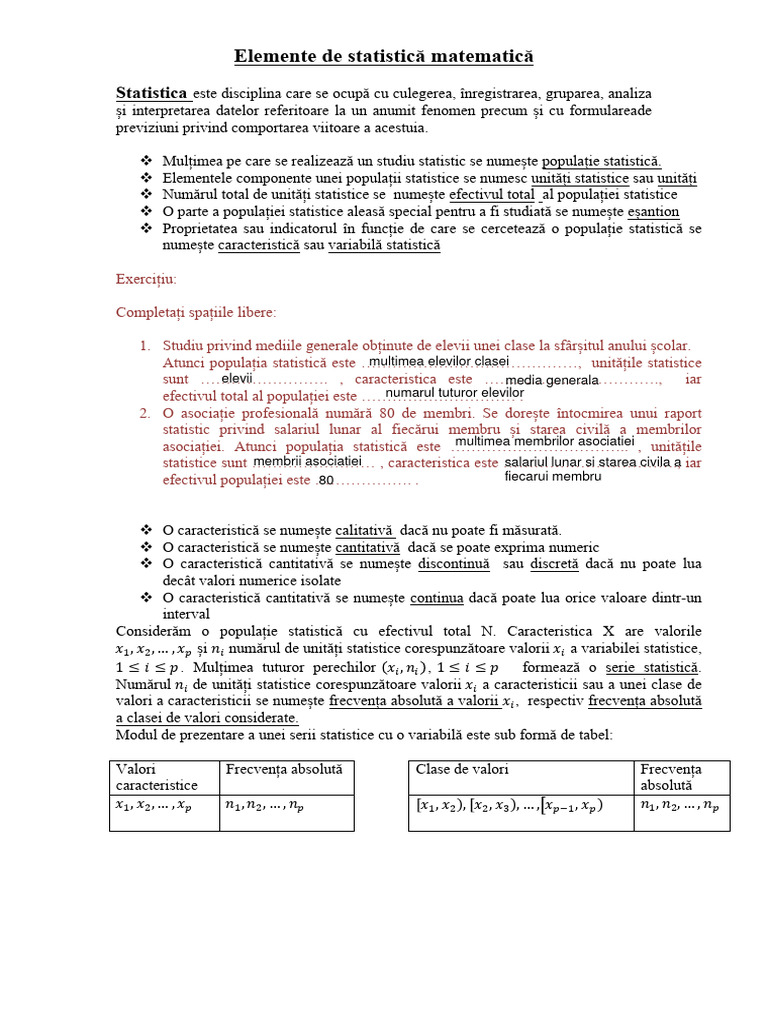 10 B Statistica I Elemente de Statistica Matematica | PDF