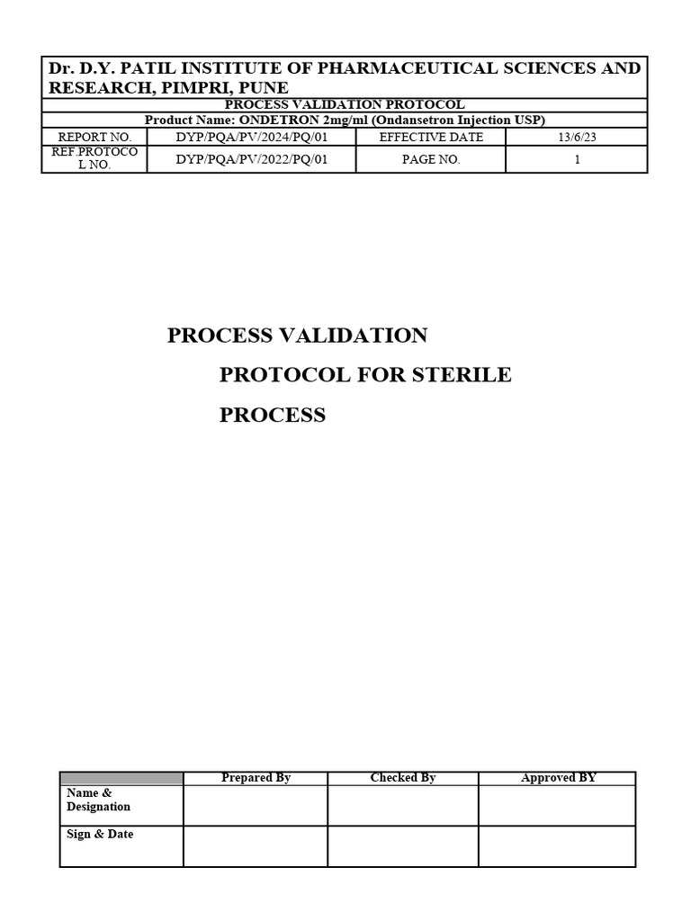 Process Validation for Ondansetron Injection | PDF | Verification And ...