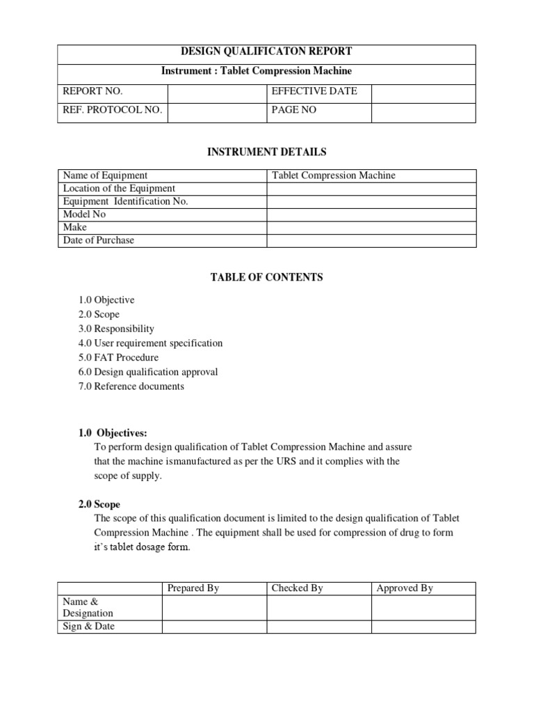 Tablet Compression Machine Qualification | PDF | Verification And ...
