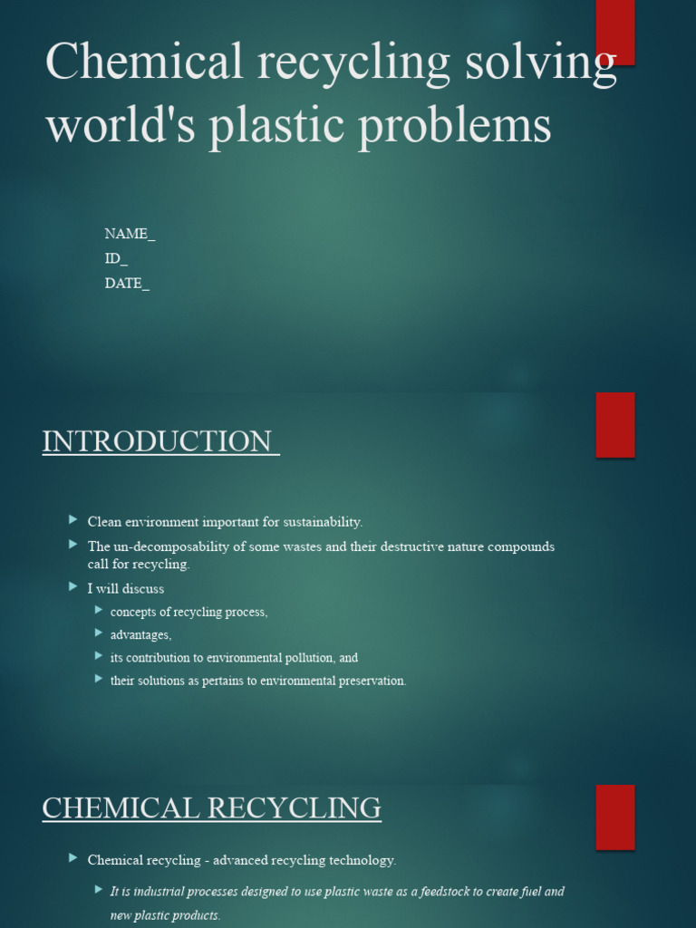 Chemical Recycling Solving World's Plastic Problems | PDF | Recycling ...