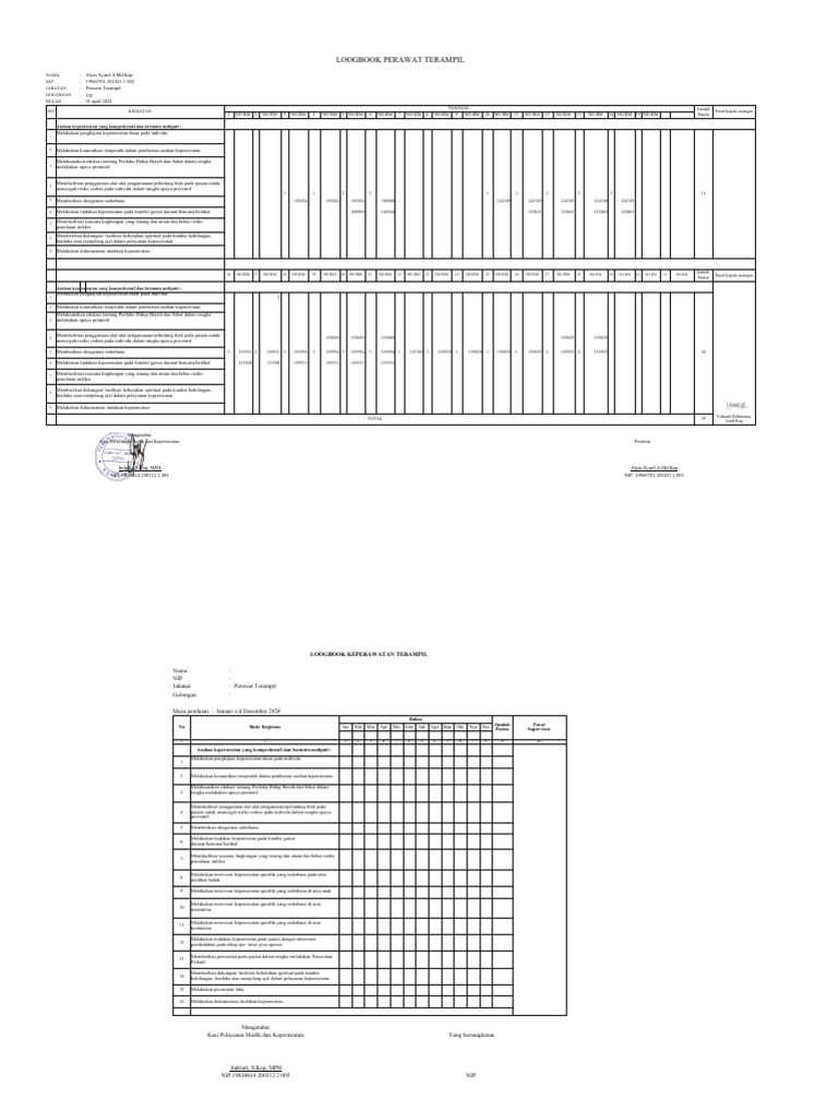 Logbook Keperawatan Terampil 2024 | PDF