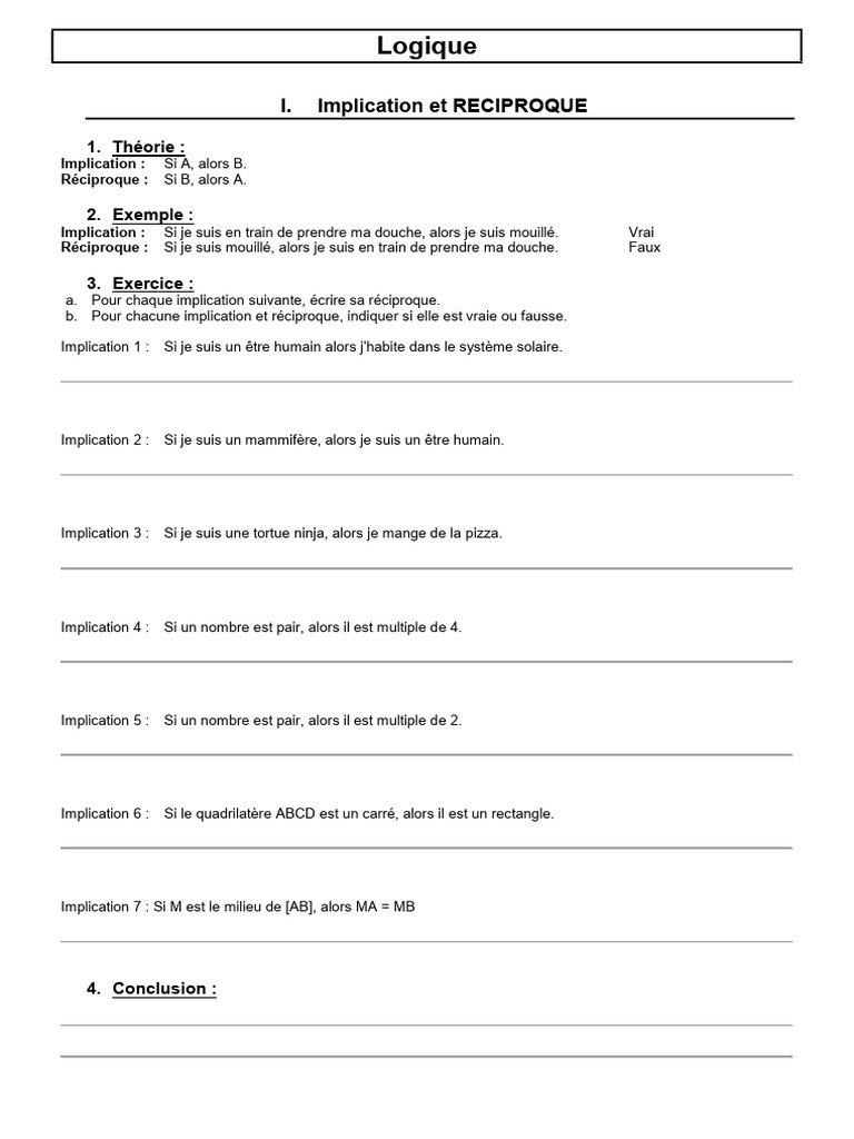 Implication et Réciproque en Logique | PDF | Logique mathématique | Logique