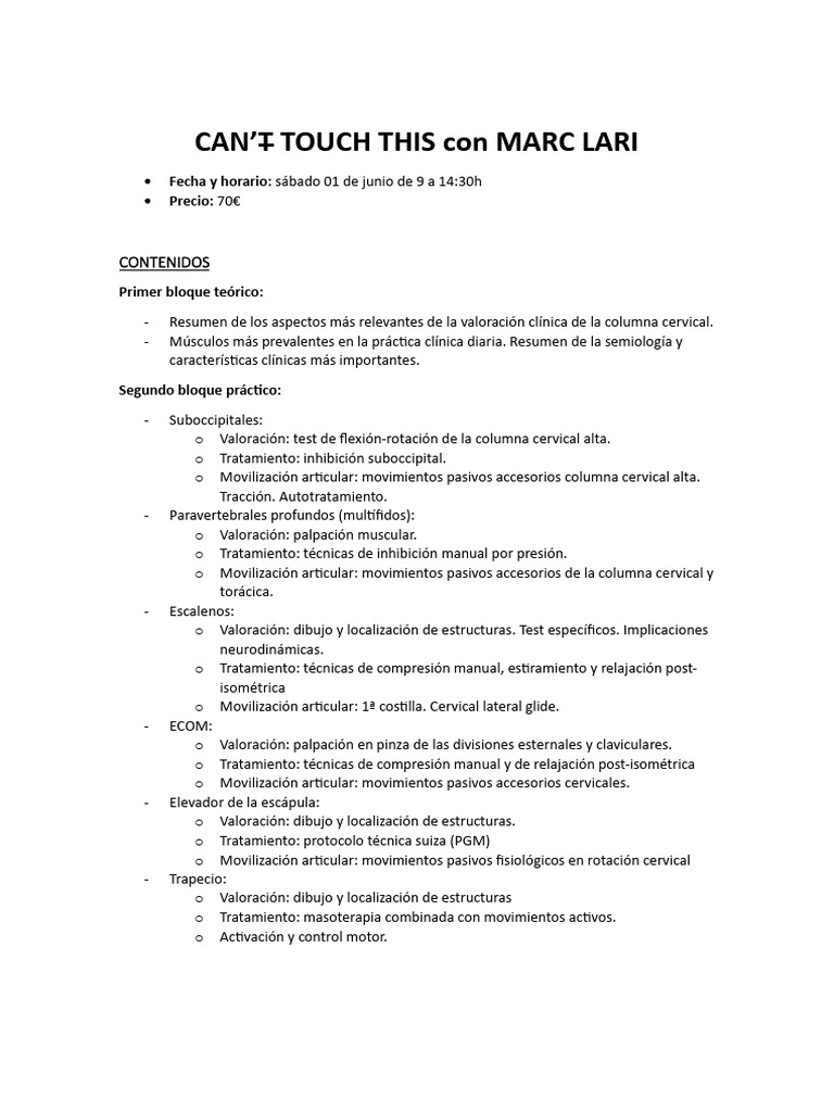 Contenido curso cant touch this pdf