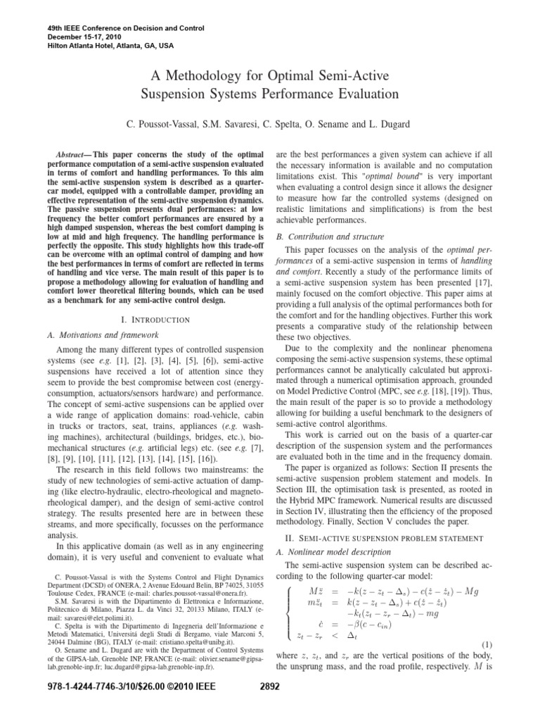 Optimal Evaluation of Semi-Active Suspension | PDF | Spectral Density ...