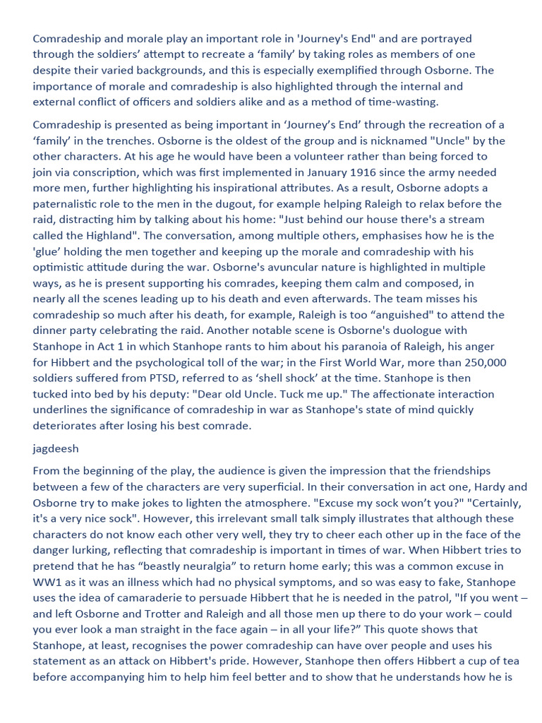 Comradeship in Journey's End | PDF