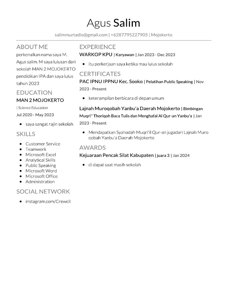 Salim CV | PDF