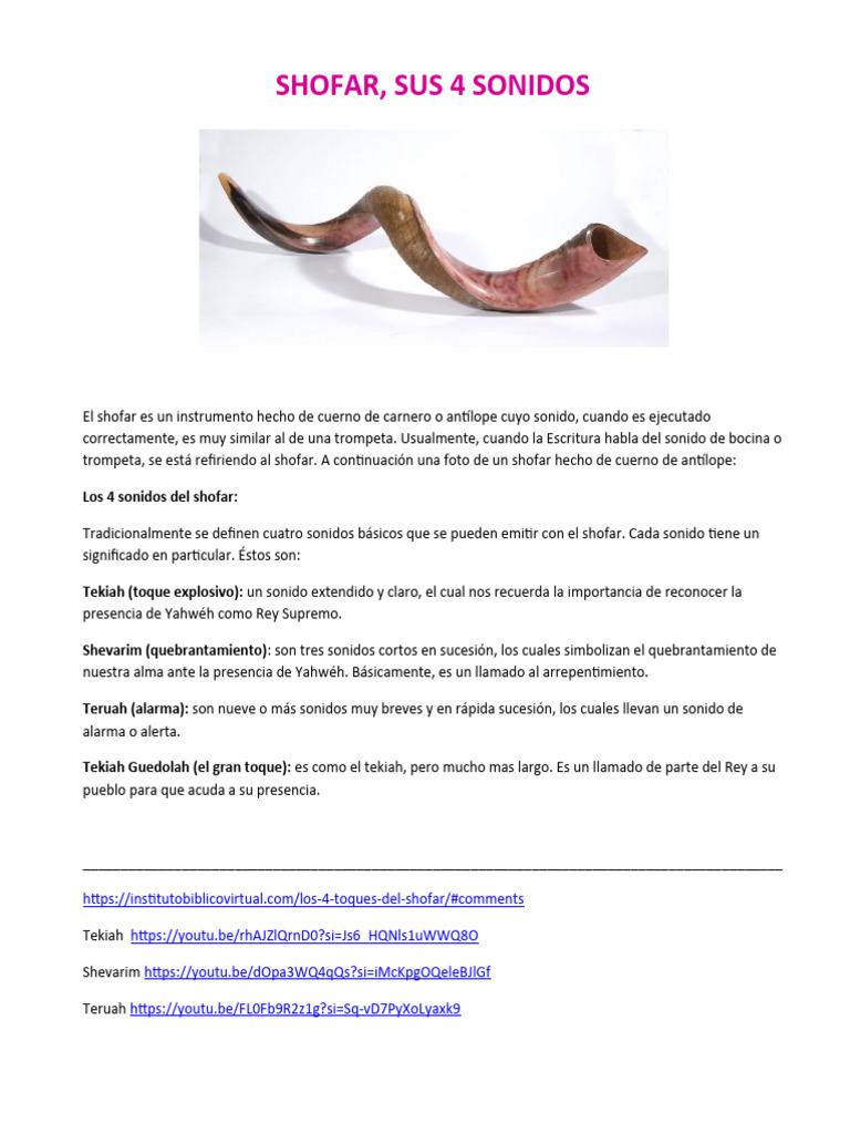 Significado de los 4 sonidos del shofar | PDF | Artes del Lenguaje y ...
