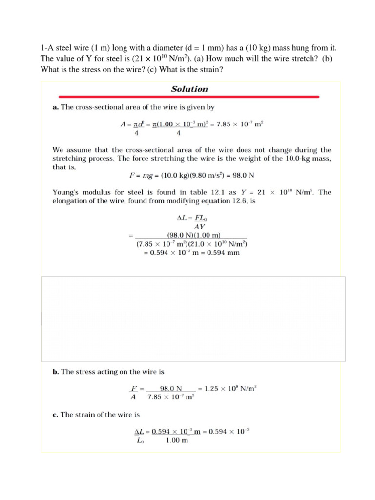 Steel and Brass Wire Stretch Calculations | PDF