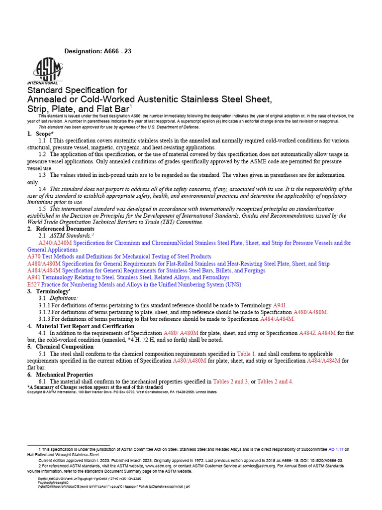 2.astm A666-23 | PDF | Stainless Steel | Steel