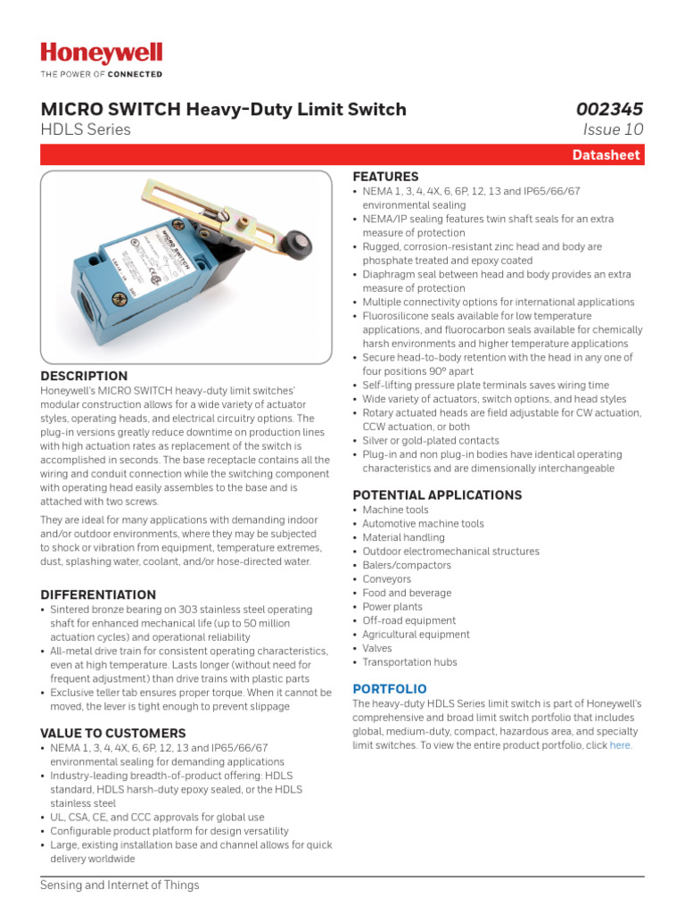 Heavy-Duty Limit Switch HDLS Datasheet | PDF | Switch | Electrical ...