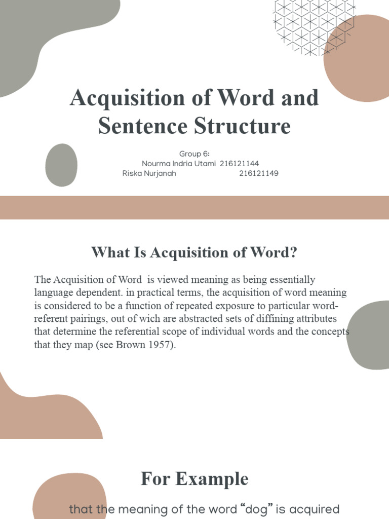Acquisition of Word and Sentence Structure PDF
