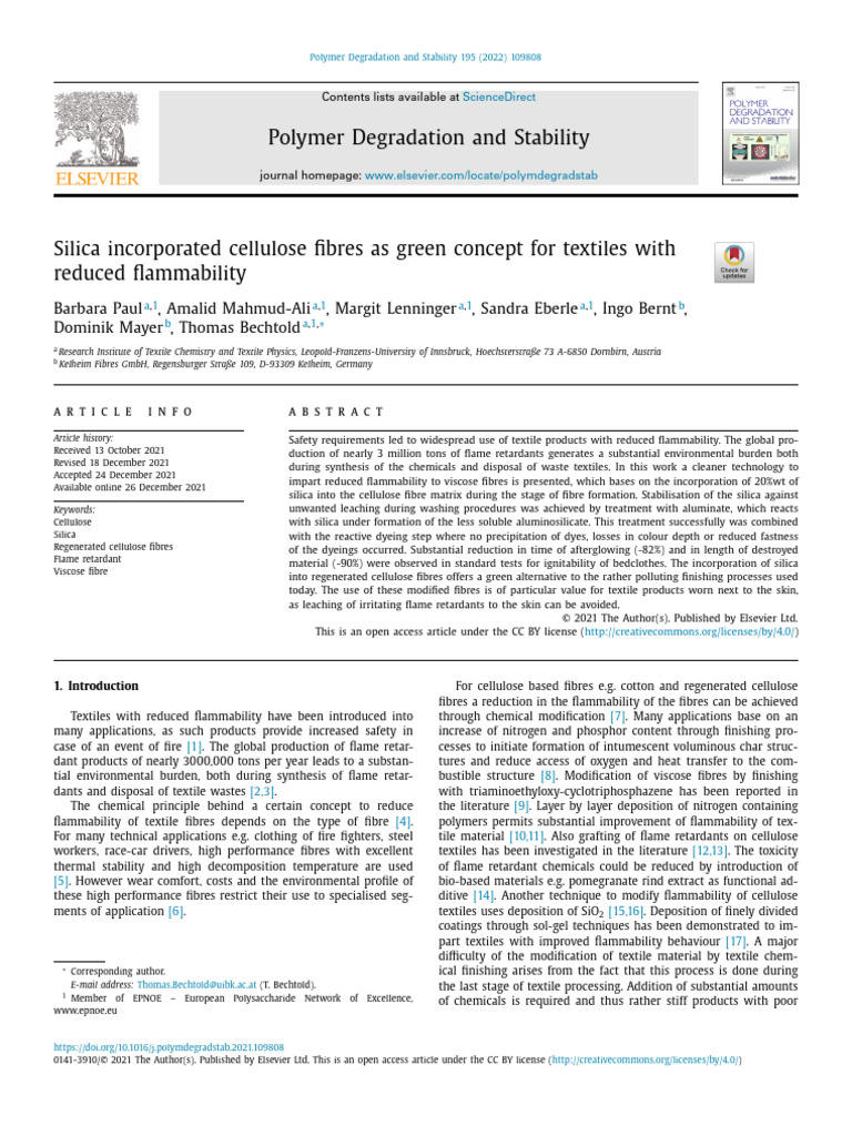 Silica Incorporated Cellulose Fibres As Green Concept For Textiles With ...