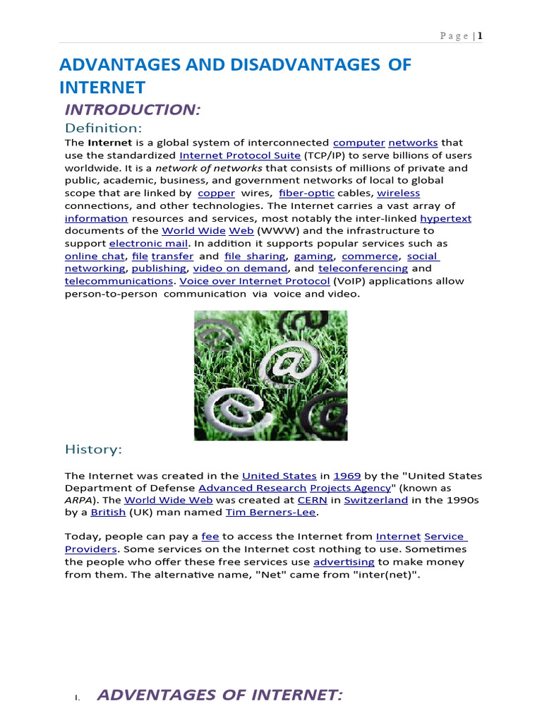 Advantages and Disadvantages of Internet | PDF | Internet | Computer