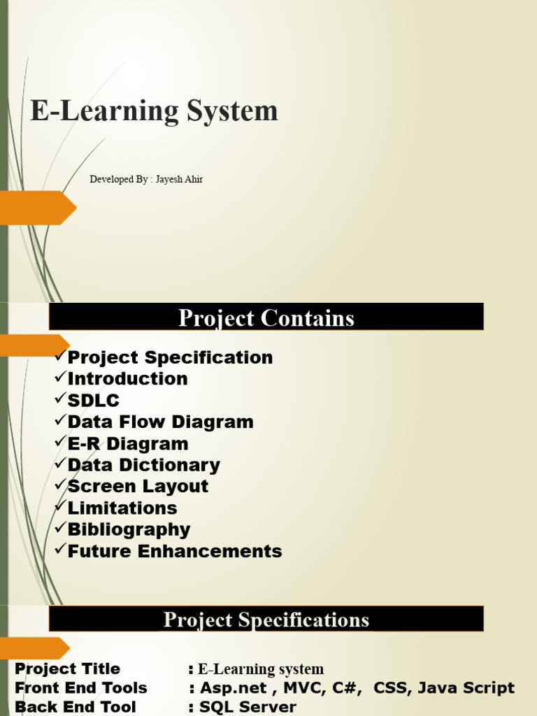 E-Learning System Project Overview | PDF