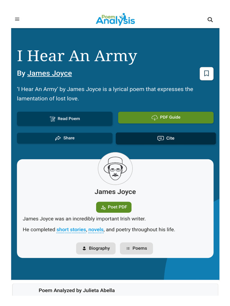 I hear an army poem analysis pdf james joyce poetry