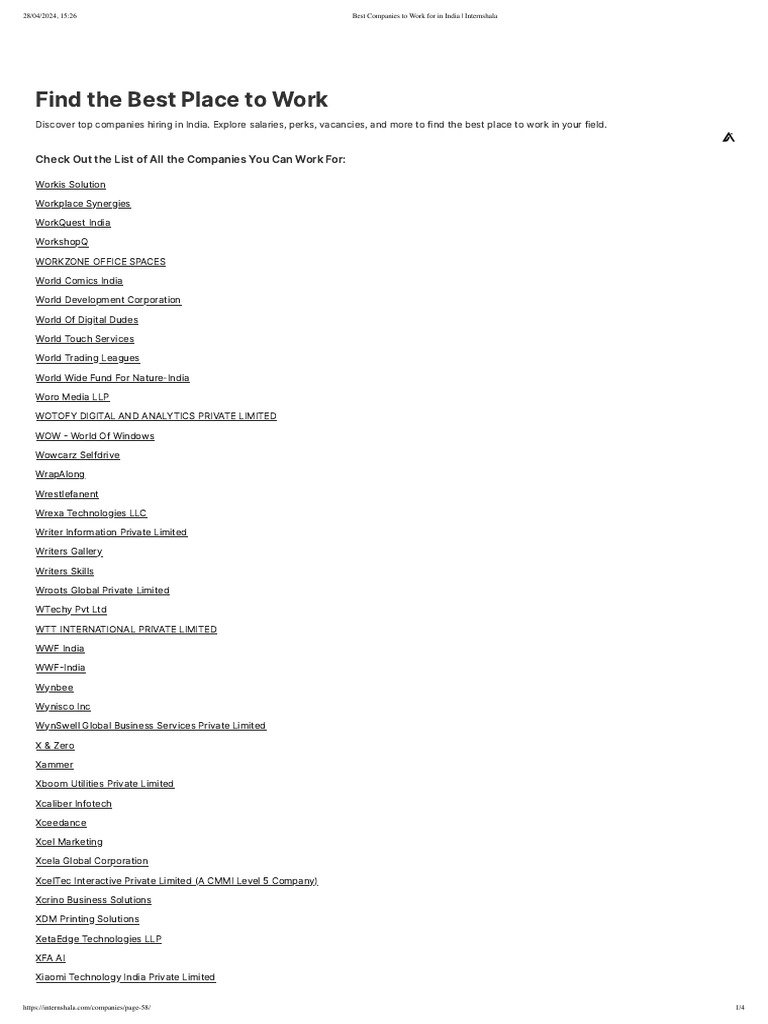 Best Companies to Work for in India _ Internshala57 PDF Computing Business