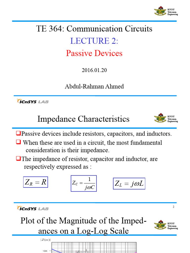 Impedance of Passive Devices in Circuits | PDF | Electrical Impedance ...