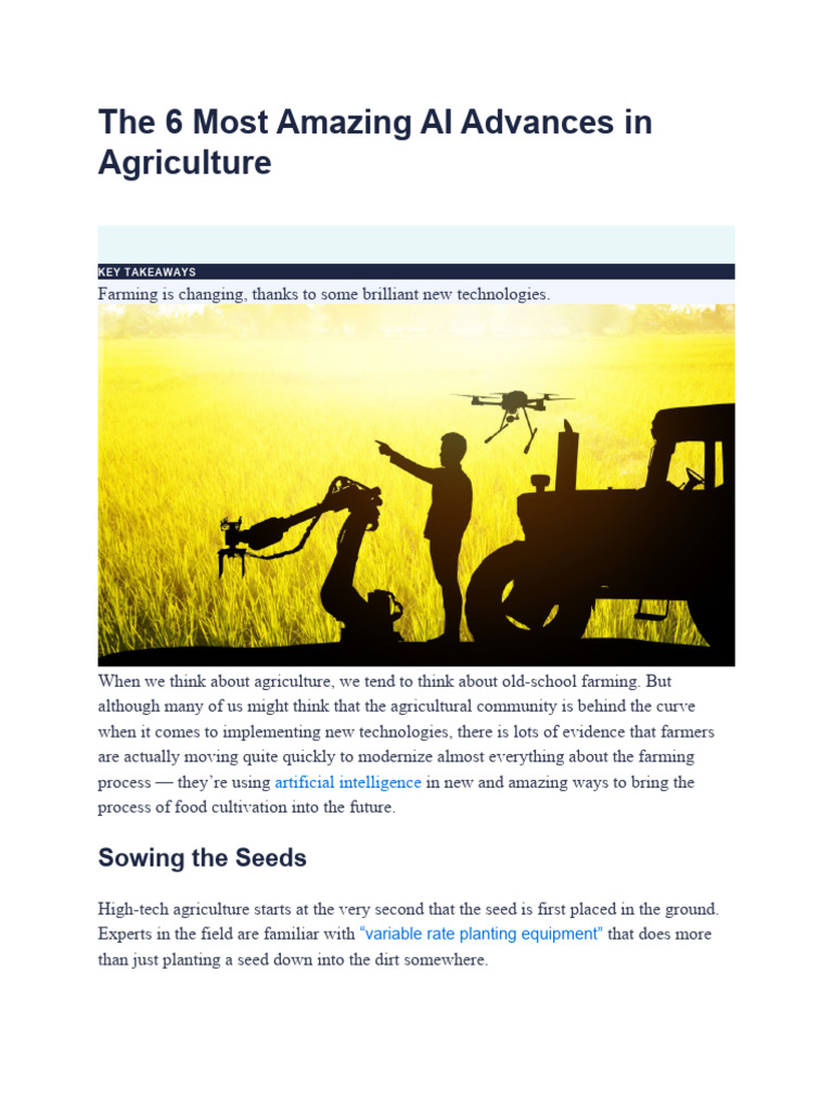 AI Innovations Transforming Agriculture | PDF | Agriculture ...