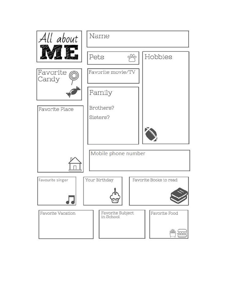 Template all about me PDF