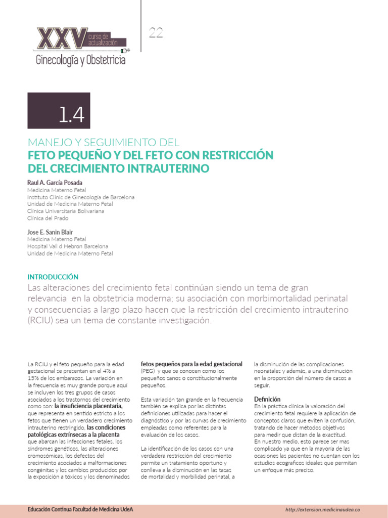 Causas del Feto Pequeño y RCIU | PDF | Feto | El embarazo