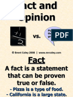 Fact and Opinion Flash Cards